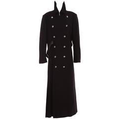 John Bartlett Runway Black Wool Double Breasted Men's Pleated Coat, Fall 2000 2