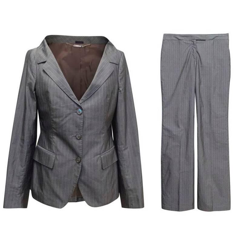 Alexander McQueen Grey Pinstripe Suit For Sale