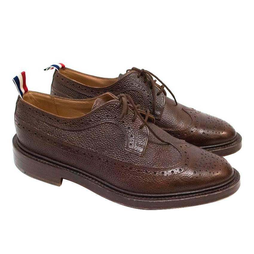 Thom Browne Brown Classic Brogue With Leather Sole  For Sale