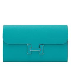 Hermes Blue Paon Epsom Blue Paon Lacquer H Constance Long Wallet Clutch