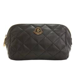 Used Moncler Black Leather Beauty Pouch Bag