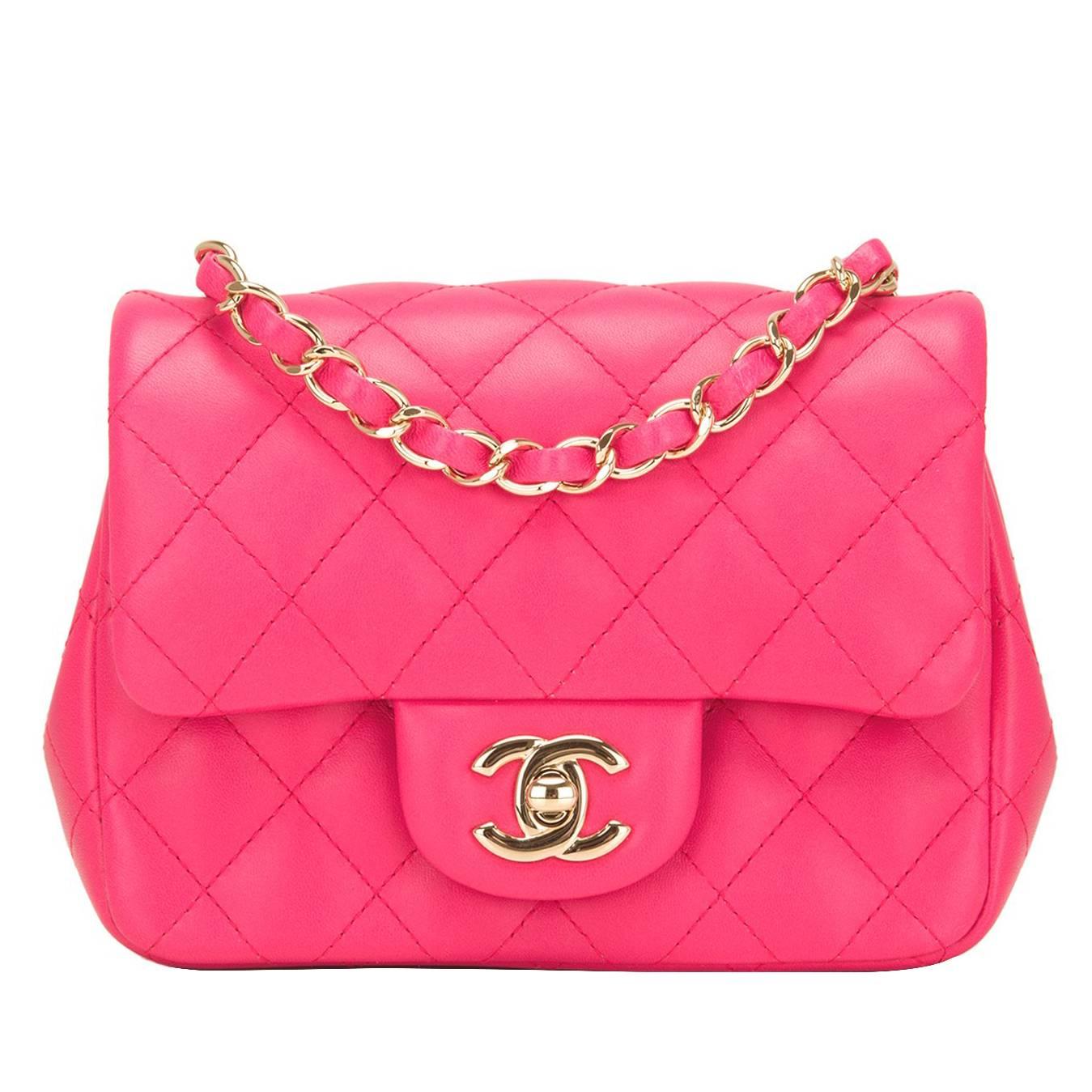 Chanel Fuchsia Quilted Lambskin Square Mini Flap Bag