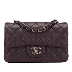 Chanel Dark Purple Quilted Caviar Rectangular Mini Classic Flap Bag