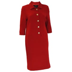 1980/90s Stewart Parvin Red Wool Crepe Dress