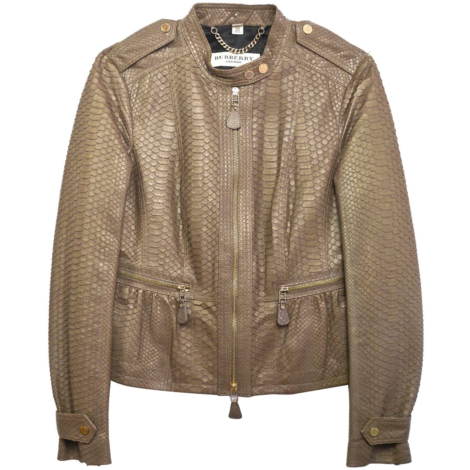 Burberry London Fawn Python Peplum Jacket Sz Us8