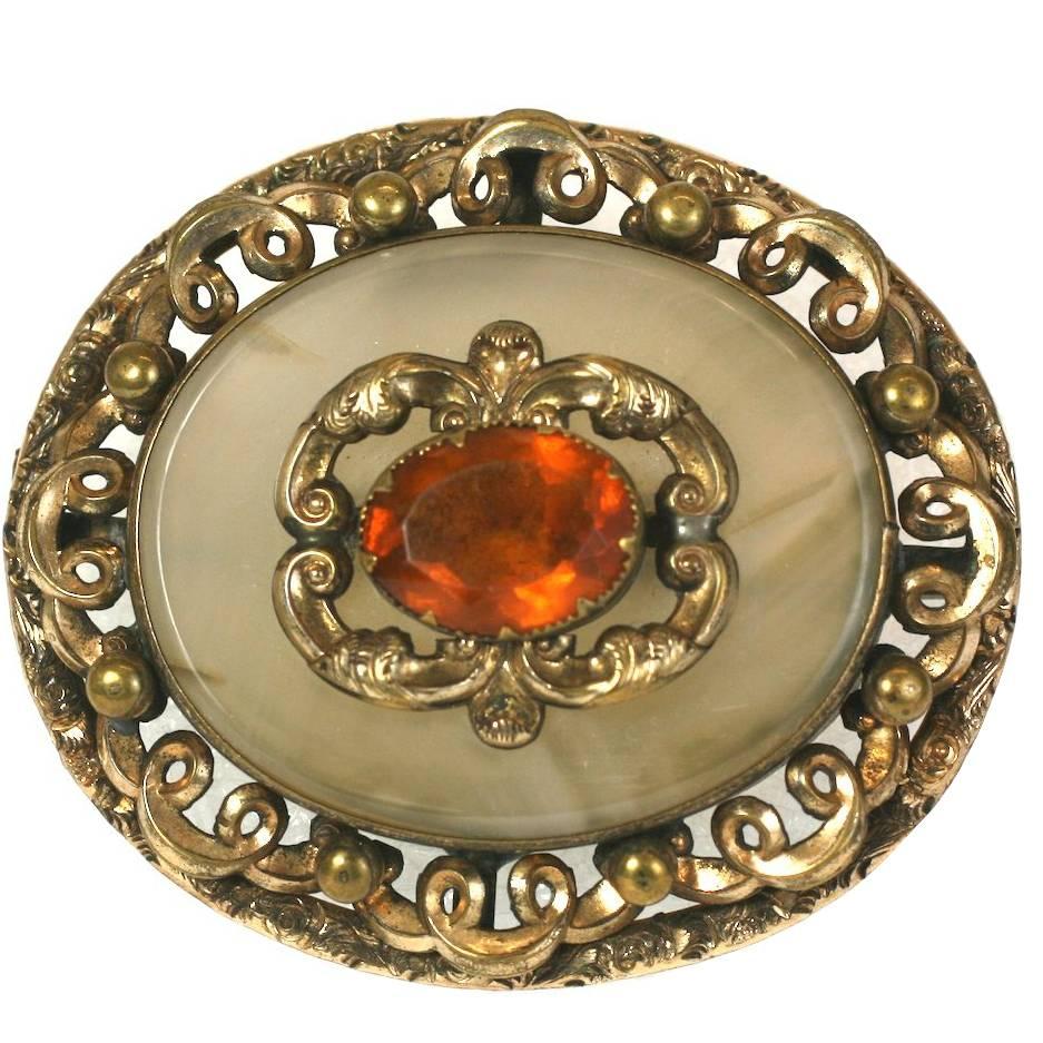 Large Victorian Agate Brooch  For Sale