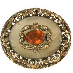 Large Victorian Agate Brooch 