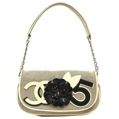 1990s Chanel Black and White Canvas Clutch 8