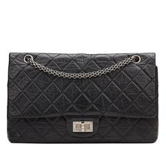 2000s Chanel Black Aged Calfskin 2.55 227 Reissue Flap Bag