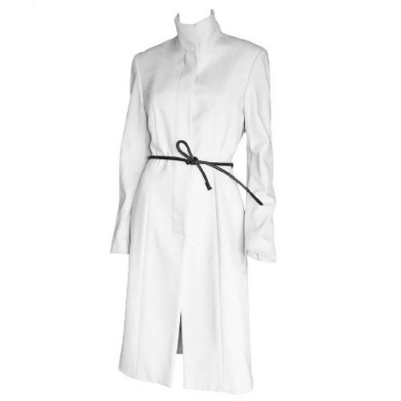 The Most Heavenly Tom Ford Gucci FW 1999 White Cashmere Belted Runway Coat! 42