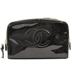 Chanel Lambskin Black Quilted SHW Small MakeUp Case No. 16 at 1stdibs