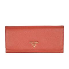 PRADA Orange RAME SAFFIANO Leather FLAP CONTINENTAL WALLET 1M1132