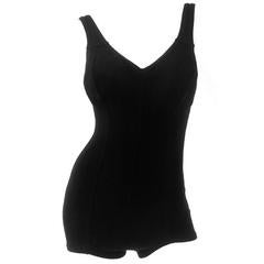 1960s DeWeese Black Knit One Piece Swimsuit