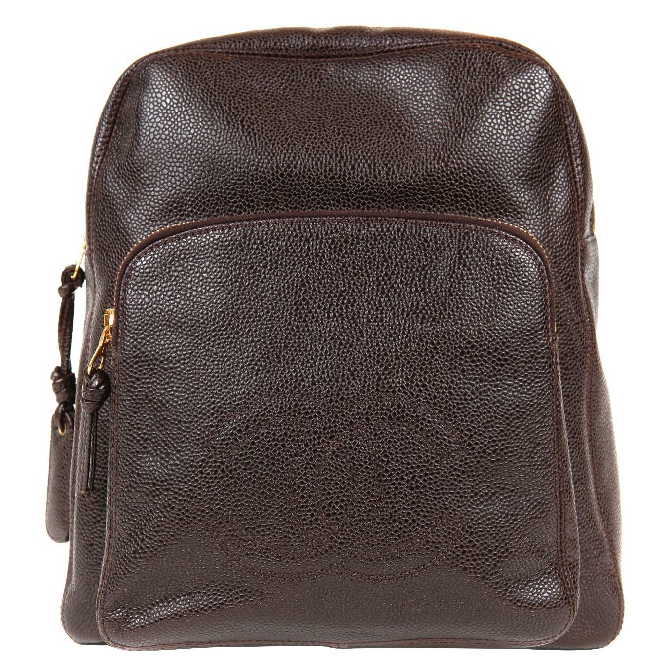 Chanel Espresso Caviar Leather Backpack For Sale