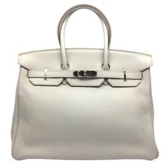 Hermes Birkin 35 Gris Perle Togo Leather SHW Top Handle Bag