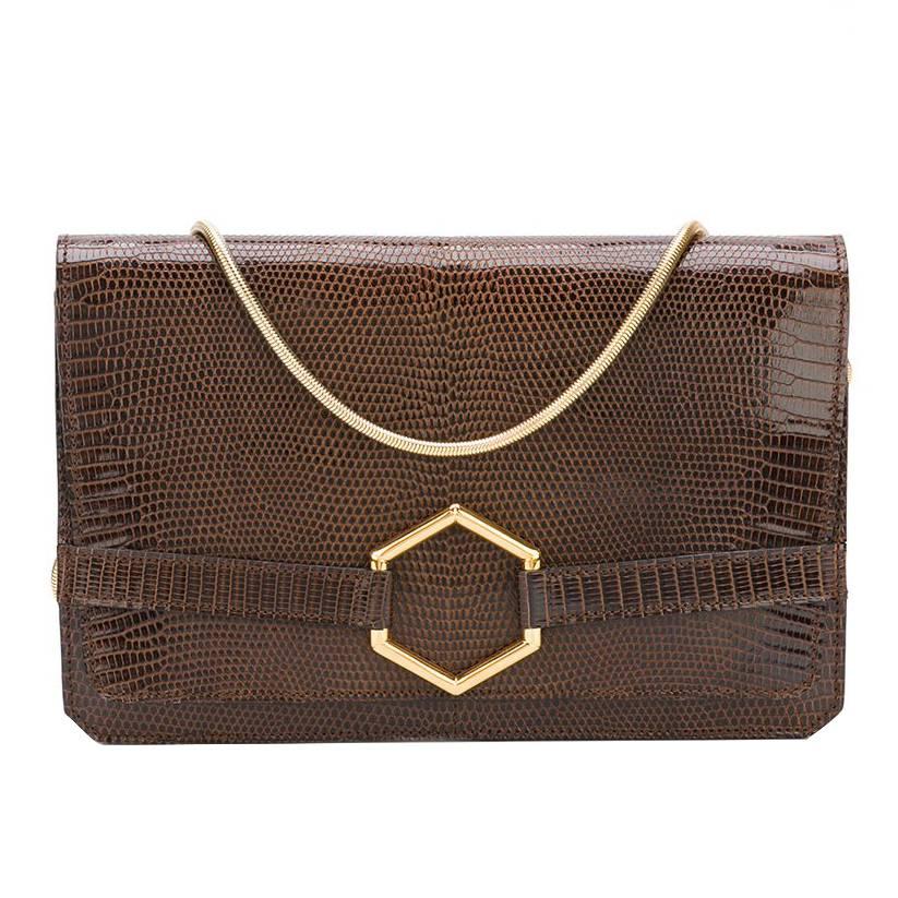 Dior classic and collectable 70s brown lizard clutch bag