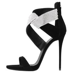 Giuseppe Zanotti NEW & SOLD OUT Black Suede Jewel Evening Sandals Heels in Box