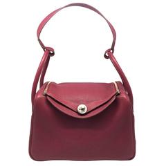 Hermes Lindy 30 Red Rubis Clemence Leather SHW Shoulder Bag