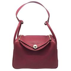 Hermes Lindy 30 Red Rubis Clemence Leather SHW Shoulder Bag 