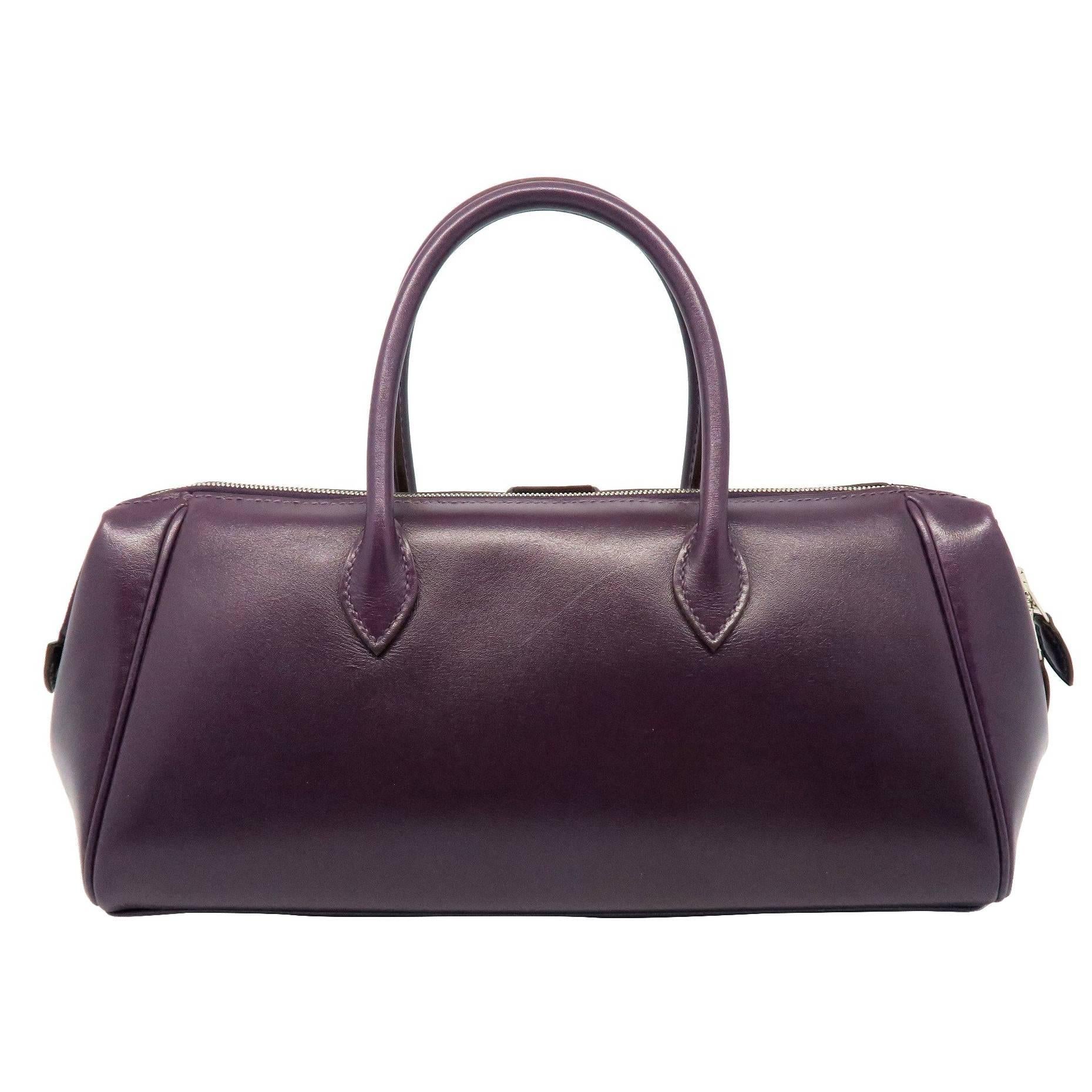 Hermes Paris Bombay Raisin Box Calf Leather Top Handle Bag
