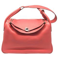 Hermes Lindy 34 Rouge Pivoine Taurillon Clemence Leather SHW SHoulder Bag