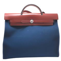 Hermes Herbag GM Bleu Indigo Canvas Shoulder Bag