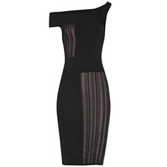 ROLAND MOURET Mable Black stretch-jersey Off Shoulder Dress M