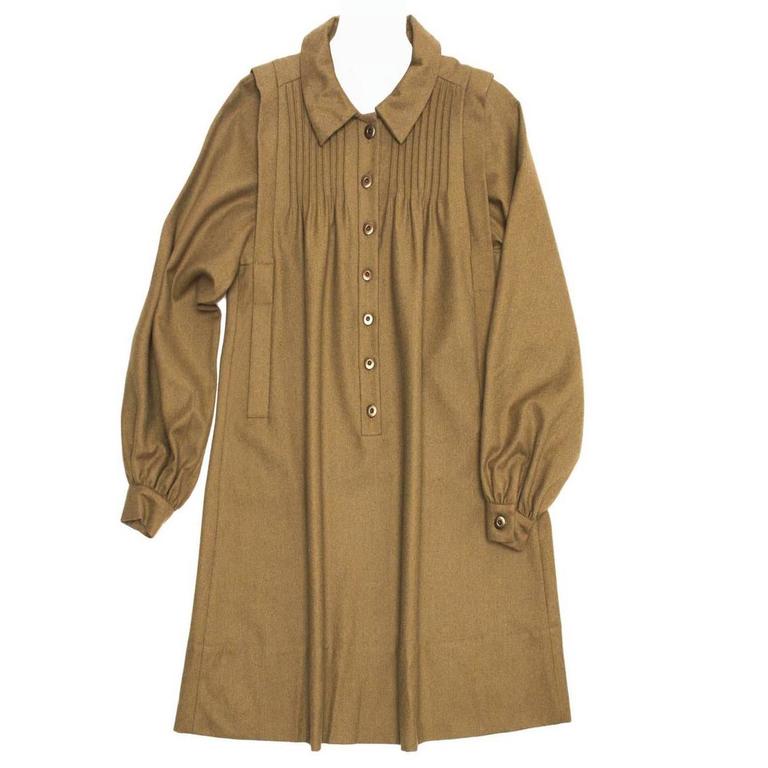 Chloe' Army Green Wool Shirt Dress For Sale at 1stDibs army green