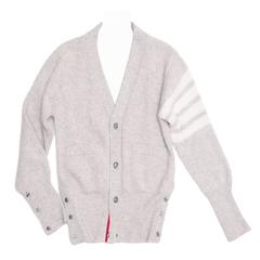 Thom Browne Light Grey Cashmere Cardigan 10