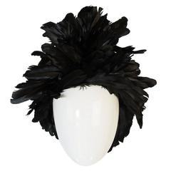 Vintage Renata Originals Elaborate Black Feather Hood Hat