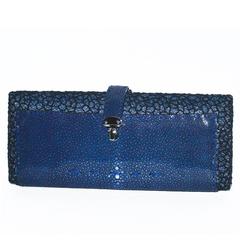 VBH Blue Shagreen Rectangular Compact 1st Ed 123/300 Clutch