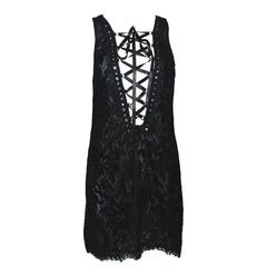 Amazing Emilio Pucci Black Lace Mirror Lace Up Dress