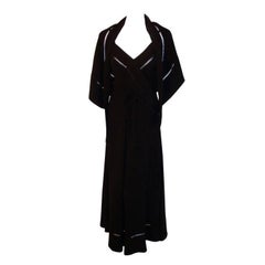 Vintage Christian Dior Haute Couture 2pc Black Gown w/Shawl, Betsy Bloomingdale 1970s