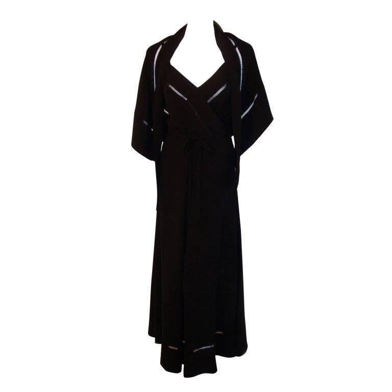 Christian Dior Haute Couture 2pc Black Gown w/Shawl, Betsy Bloomingdale ...