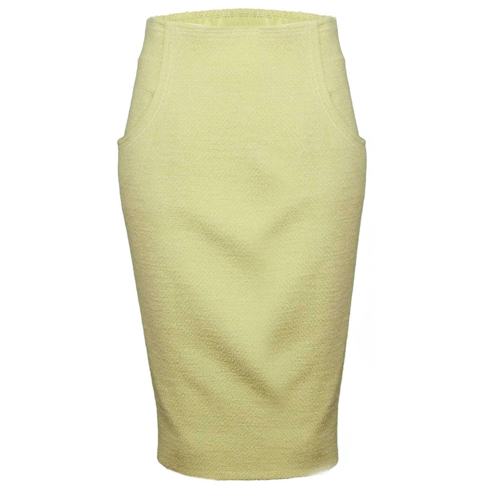 Chanel Chartreuse Boucle Skirt sz M