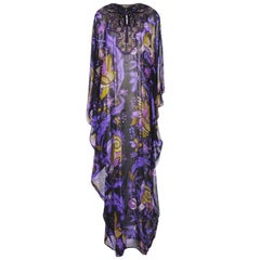 Neu ROBERTO CAVALLI Seide Perlen Pailletten verschönert Kimono Kaftan Kleid It. 46