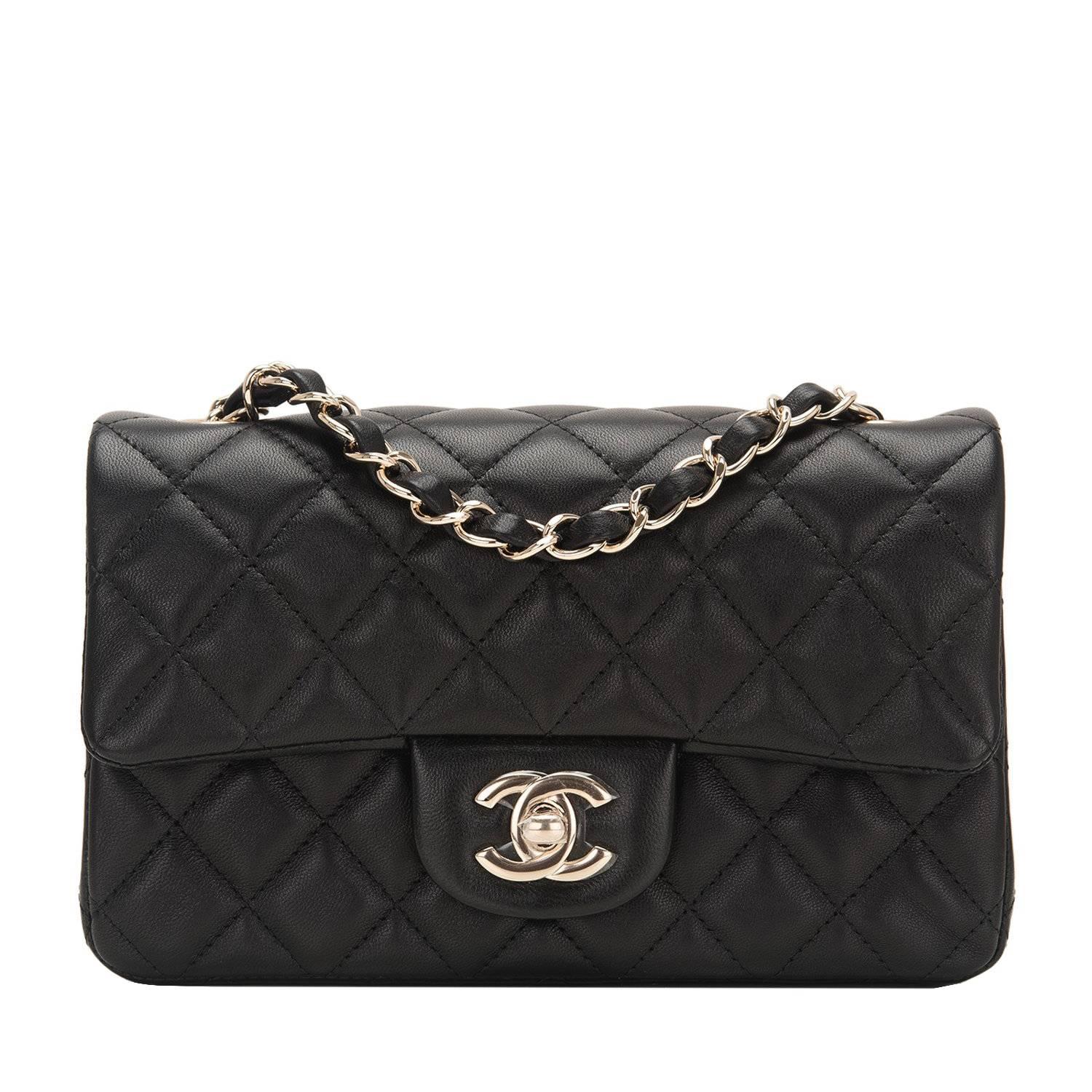 Chanel Black Quilted Lambskin Rectangular Mini Classic Flap Bag For Sale