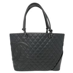 Chanel Cambon Line Large Black Calf Shoulder Tote Bag