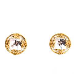 Chanel Vintage '95 Crystal w/ Goldtone CCs Clip On Earrings 