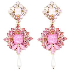 21st Century Modern Pink Swarovski Statement Earrings by Mimi Wade x VICKISARGE