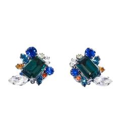 Standing Rock Swarovski Crystal Cluster Clip Earrings