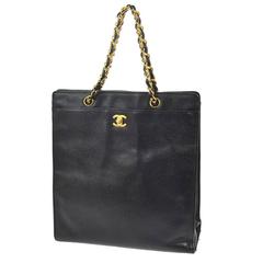 Chanel Vintage Black Caviar Leather Large Carryall Shopper Shoulder Bag 10