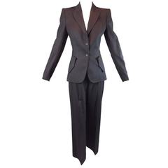 F/W 1998 "Joan" Alexander McQueen Gray Structured Jacket Pant Suit 40 XS/S 12