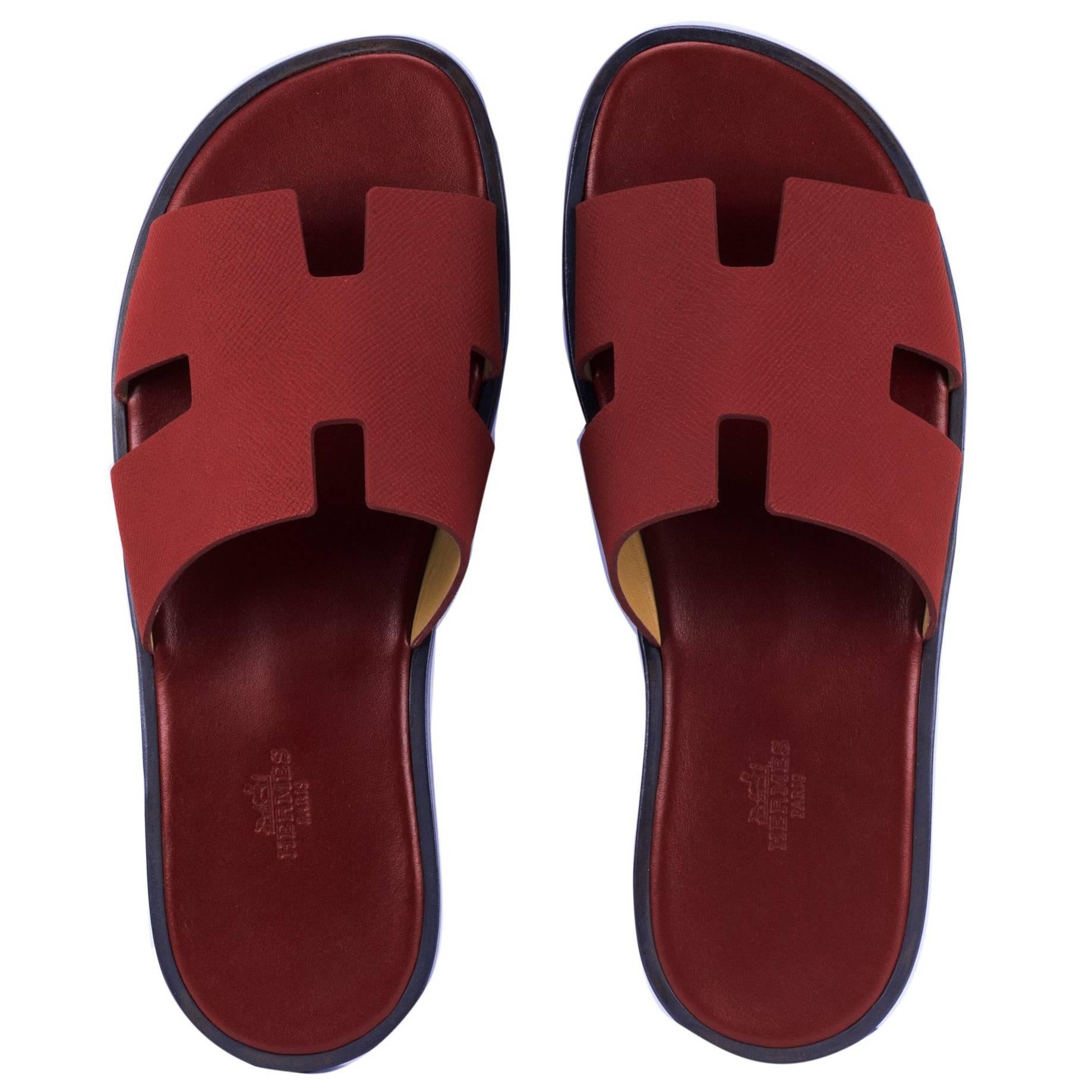 Hermes sandale "Izmir" Epsom Leather Red Color Size 42 2017 For Sale