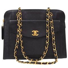 Chanel Retro Caviar Leather Carryall Shopper Travel Shoulder Tote Bag in Box