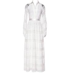 Vintage White Cotton Boho/Garden Party Dress By JEAN VARON