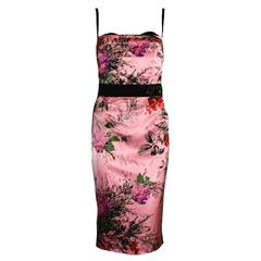 Amazing Dolce Gabbana Floral Silk & Velvet Corset Dress with Brooch 10