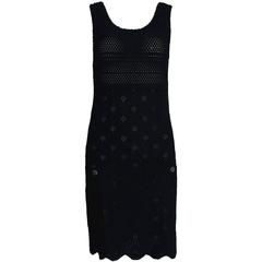 Chanel 3D Crochet Knit Black Dress LBD 11