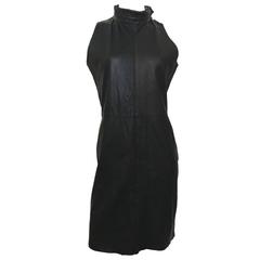 Equilibre Vintage Black Leather 1980s Dress 9
