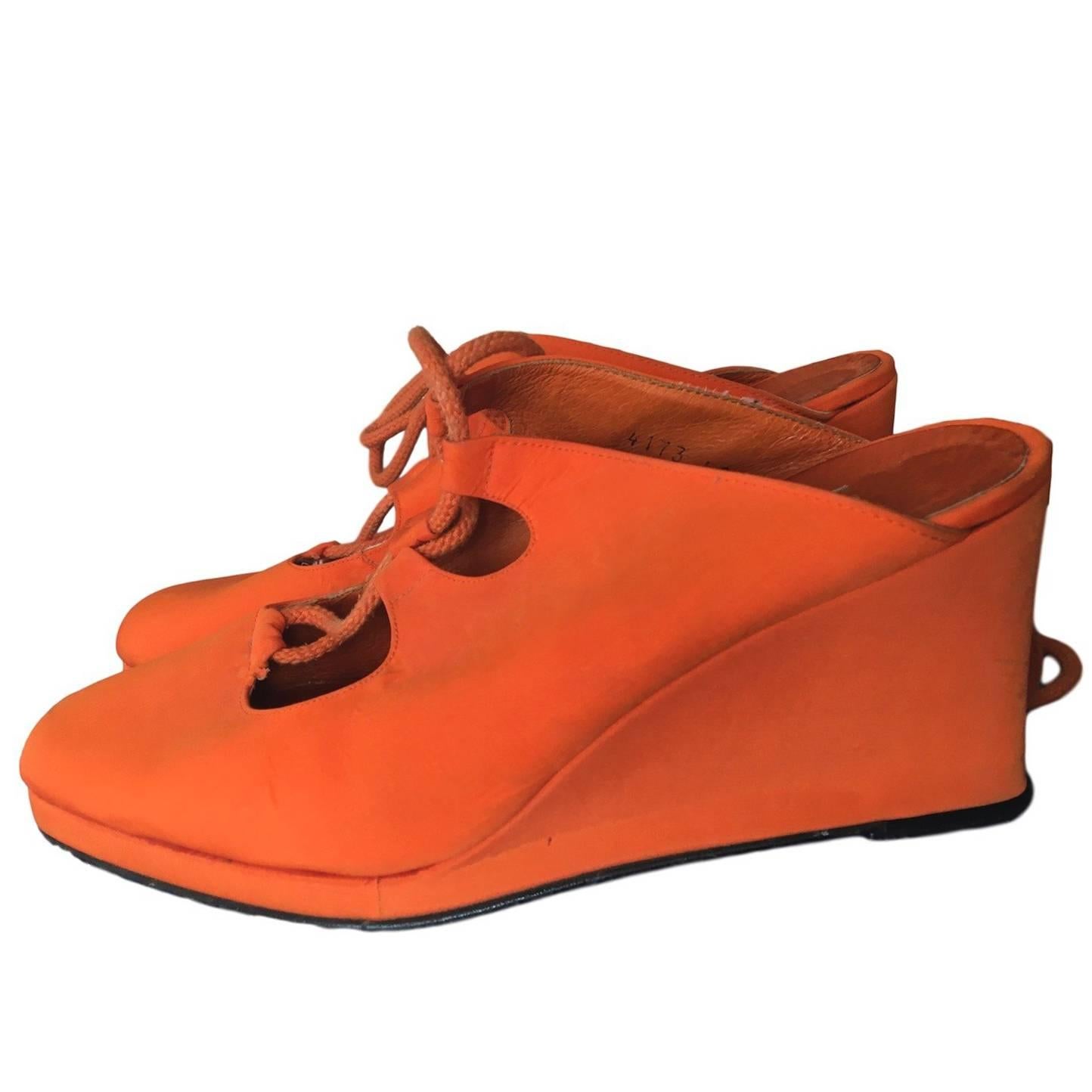 Biba Vintage Platform shoes Orange UK 7 EU 40